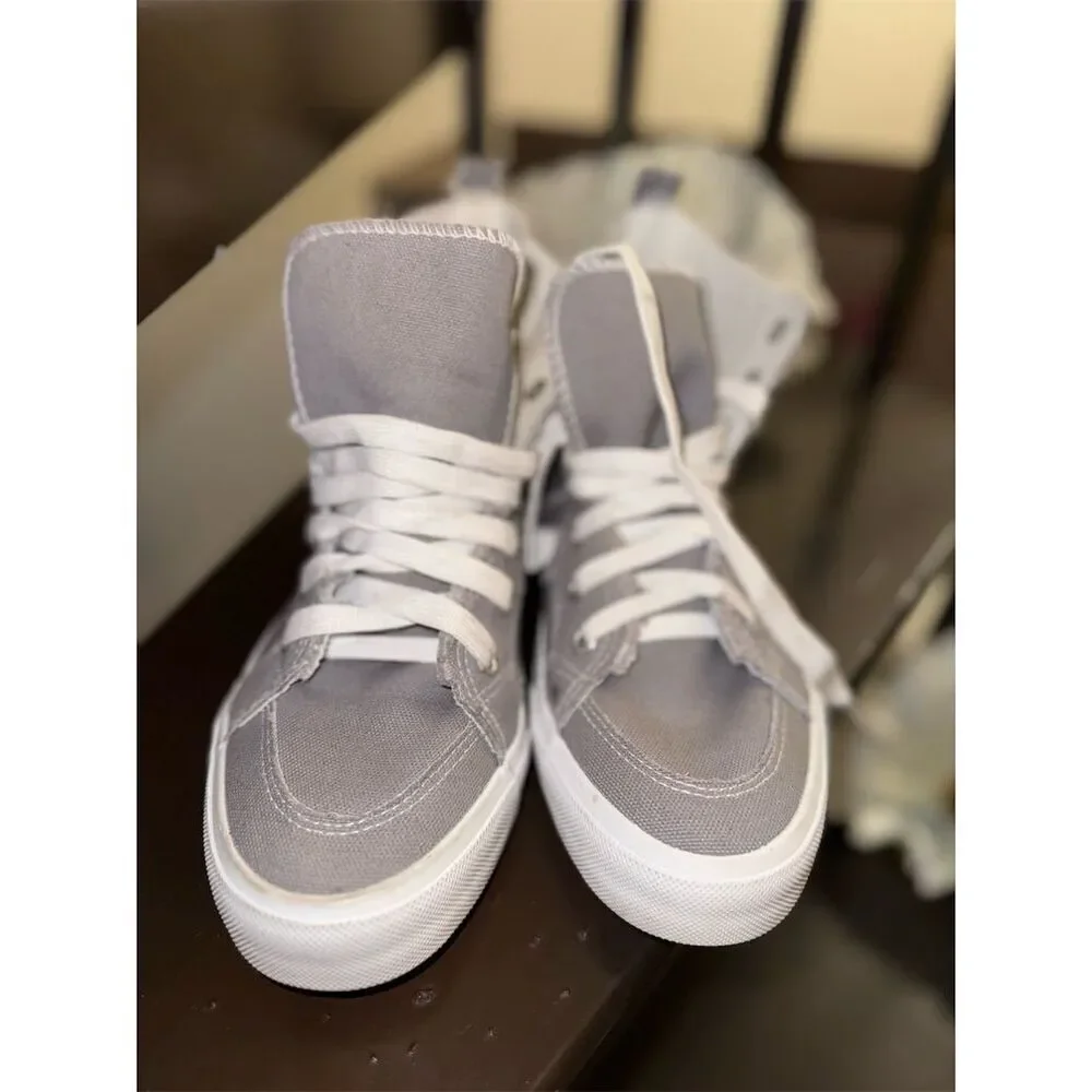 Obtaom Women's High Top Canvas Sneakers Gray Size 9 Casual Athletic